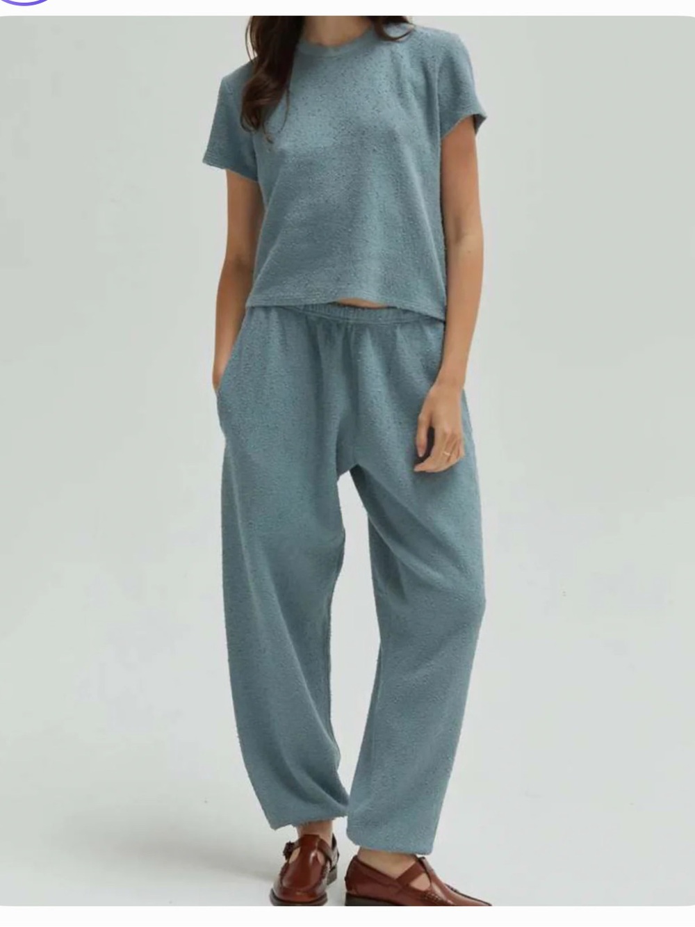 Agnes Boucle Shirt and Sweatpant — Ocean Blue